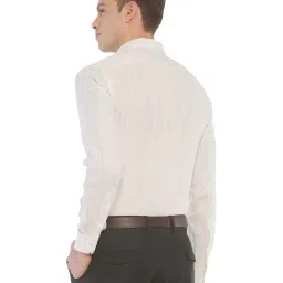Linen Club Off White Linen Contemporary Fit Shirt image 2