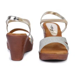 Shezone Women's Golden Ankle Strap Wedges image 5