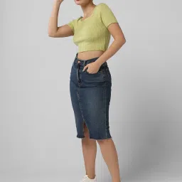 showoffff SHOWOFF Green Solid Short Sleeves Top image 5