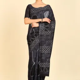 Soch Womens Grey Chiffon Abstract Print Saree image 1