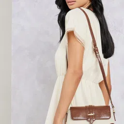 Styli Brown Textured Handbag image 1