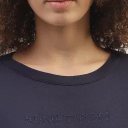 United Colors of Benetton Navy Cotton Regular Fit Top image 5
