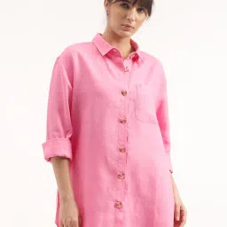 United Colors of Benetton Pink Linen Regular Fit Shirt image 1