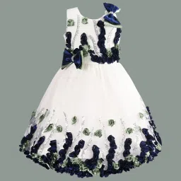 Wish Karo Kids Dark Blue Embellished Frock image 1
