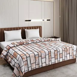 Monte Carlo Tulip Light Brown Polyester Printed 290 GSM Double Blanket image 1