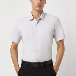 Peter England White Regular Fit Striped Shirt image 1