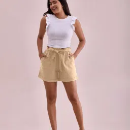 go colors! Go Colors Khaki Solid Shorts image 1