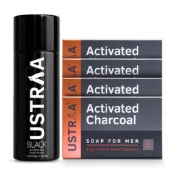 Ustraa Black Deodorant & Deo Soap Activated Charcoal (Pack of 4) image 1