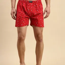 showoffff SHOWOFF Red Cotton Slim Fit Printed Boxers-picture-14