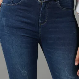 showoffff SHOWOFF Navy Relaxed Fit High Rise Jeans image 5