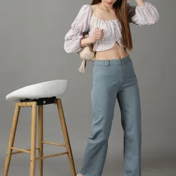 showoffff SHOWOFF Teal Regular Fit High Rise Jeans image 4