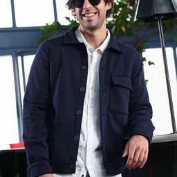 Campus Sutra Spread Collar Lightweight Cotton Biker Jacket image 3
