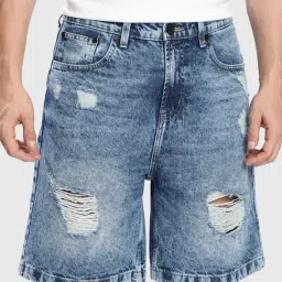 Bene Kleed Men Relaxed Distressed Denim Shorts image 5