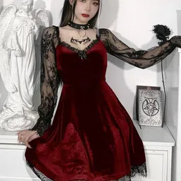 KPOP Women V-Neck Above Knee Long Sleeves Fit and Flare Dress image 1