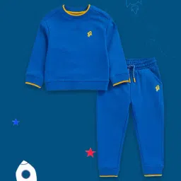 Mothercare Kids Blue Solid Full Sleeves Sweatshirt with Joggers-image-78