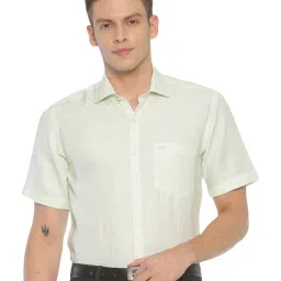 Linen Club Green Linen Contemporary Fit Shirt image 1