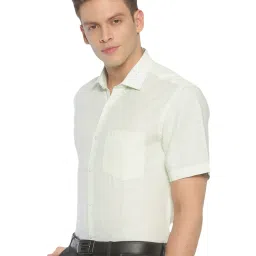 Linen Club Green Linen Contemporary Fit Shirt image 3