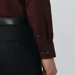 Van Heusen Dark Brown Cotton Regular Fit Printed Shirt image 4