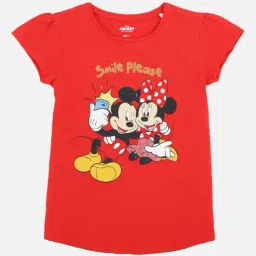 Kidsville Kids Bright Red Mickey & Friends Print T-Shirt-image-1