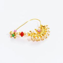 P.N.Gadgil Jewellers 14k Gold Maharashtrian Chitrakshi Moti Nosering For Women-picture-41