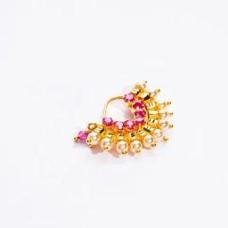 P.N.Gadgil Jewellers 14k Gold Maharashtrian Vritti Clip On Moti Nosering For Women-picture-18