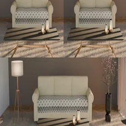 Fashion Throw Cream-Coloured & White Printed Velvet 3 Piece Sofa Cover-picture-19