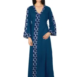 PATRORNA Teal Printed Nighty-image-24