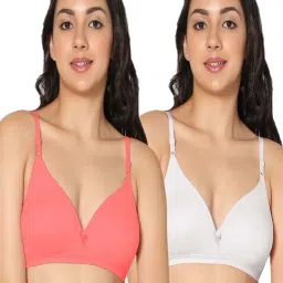 IN CARE White & Pink Cotton T-Shirt Bras - Pack Of 2-image-46