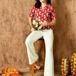 Anouk Rustic Women Ethnic Motifs Printed Pure Cotton Shirt Style Top image 4