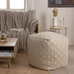 THEGASBH CANPY Off-White Square Shaped Textured Ottoman image 4