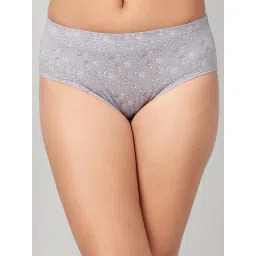 Clovia Cotton Mid Waist Printed Hipster Panty with Inner Elastic Grey image 1