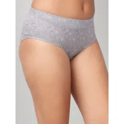 Clovia Cotton Mid Waist Printed Hipster Panty with Inner Elastic Grey image 2