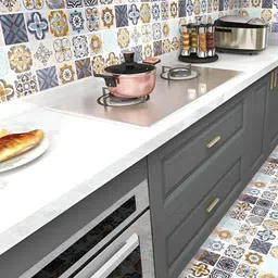 INDIAN ROYALS White & Grey Mosaic Printed Self-Adhesive & Durable Wall Sticker-picture-23