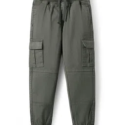 Pine Kids Cotton Elastane Woven Full Length Solid Color Trouser - Olive Green-picture-24