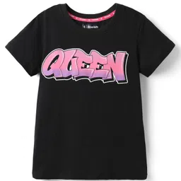 Pine Kids Cotton Knit Half Sleeves T-Shirt with Text Print - Black-picture-15