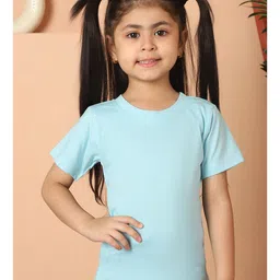 Mini & Ming Cotton Half Sleeves Solid Tee - Sea Green-picture-14