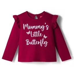 Babyhug 100% Cotton Knit Full Sleeves T-Shirt With Text Print - Dark Red-picture-12