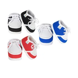 Neska Moda 0 To 12 Months Baby Boys & Baby Girls Pack of 3 Pair Combo Soft Cotton Lace Booties (Toe to Heel Length - 12 cm, Black, Blue, Red) image 3