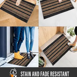 Kuber Industries Brown & Black 2 Pieces AntiSlip Textured Doormats image 4