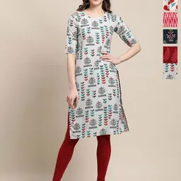 7Threads Selection Of 6 Floral Printed Round Neck Straight Kurta-picture-37