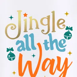 BLUSHES Christmas Theme 100% Cotton Half Sleeves Jingle All The Way Text Printed Tee - White image 4