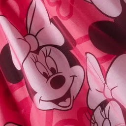 Babyhug Disney Single Jersey Knit Half Sleeves Frock With Minnie Mouse Graphics & Frill Detailing - Dark Pink image 3