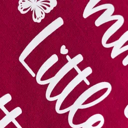 Babyhug 100% Cotton Knit Full Sleeves T-Shirt With Text Print - Dark Red image 4