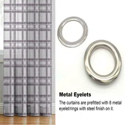 HOMEBREW FURNISHINGS Purple & White 2 Pieces Checked Linen Door Curtains image 4