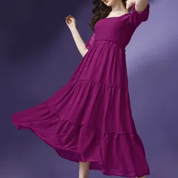 Jash Creation Bell Sleeve Applique Georgette Fit & Flare Maxi Dress image 3