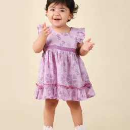 Fabindia Kids Lavender Printed Dress image 5