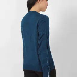 Van Heusen Teal Blue Regular Fit Sweater image 2