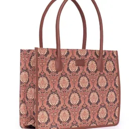 ZOUK Jodhpur Damask Book Brown Printed Tote Handbag image 5