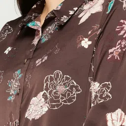 Code by Lifestyle Brown Floral Print Shirt image 5