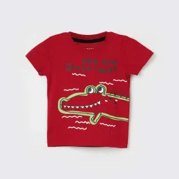 Juniors by Lifestyle Red Cotton Printed T-Shirt image 1